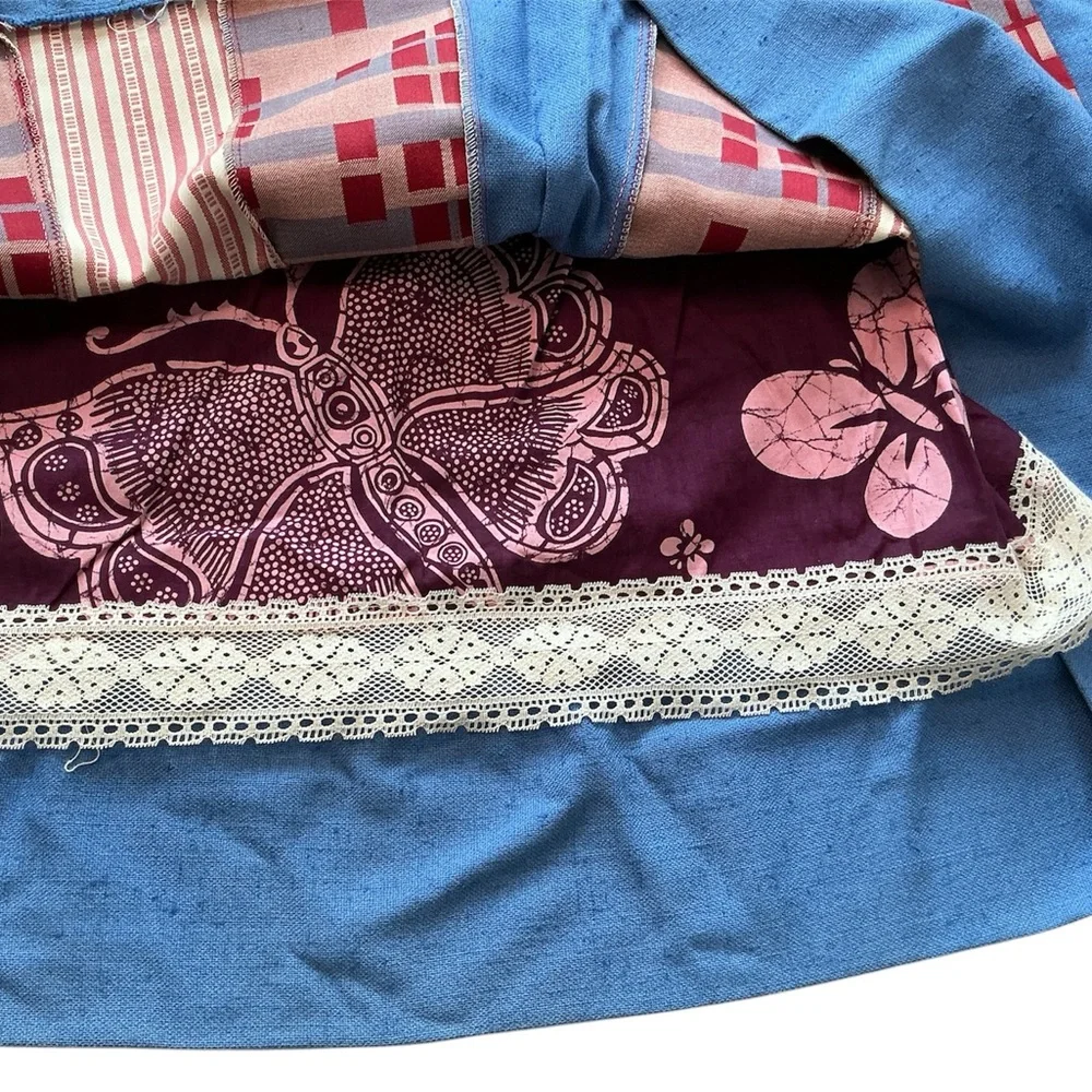 Vintage Chessa Davis Skirt Womens Patchwork Boho Hippie Peasant Cottagecore 70s